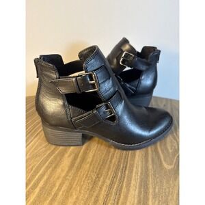 Eurosoft Marlo Ankle Boots Women's Size 6 Black New Cutout Buckle Moto Back Zip
